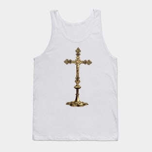 Metal table crucifix with Jesus Christ on the cross Tank Top